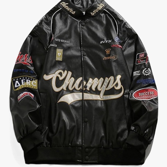 Aelfric Eden Other - Aelfric Eden Black Varsity Bomber Jacket with Gold Embroidery